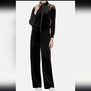 BurryCo Velour Tracksuit Zip Jacket and Joggers Black & Gold Size 8 Retails$475